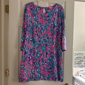 Lilly Pulitzer Pink and Blue 3/4 Length Sleeve Dress